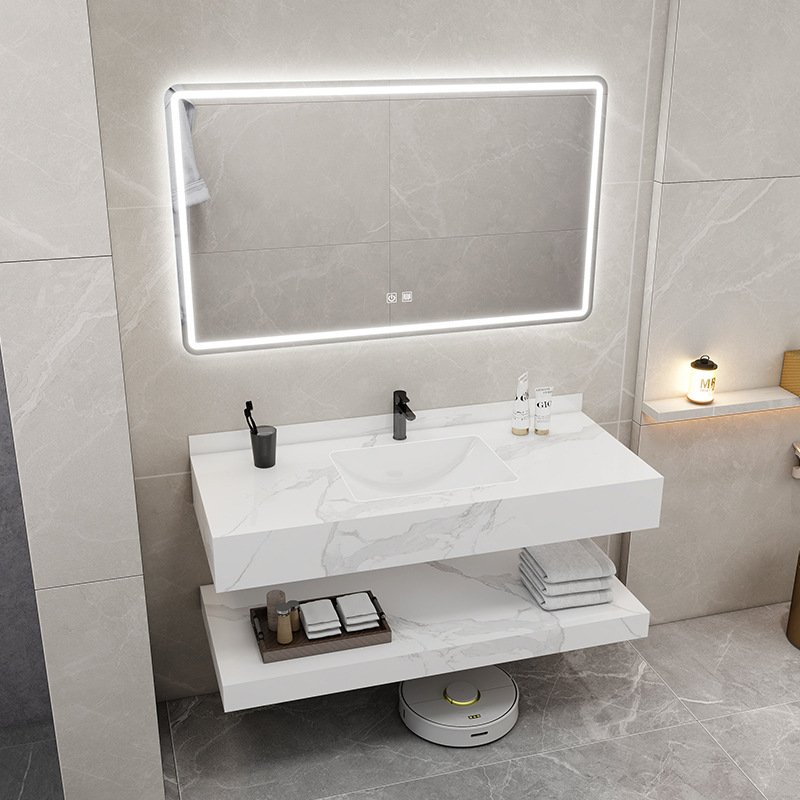 Hotel Style Sintered Stone Vanity | Dual-Tier Open Shelf | JATAII