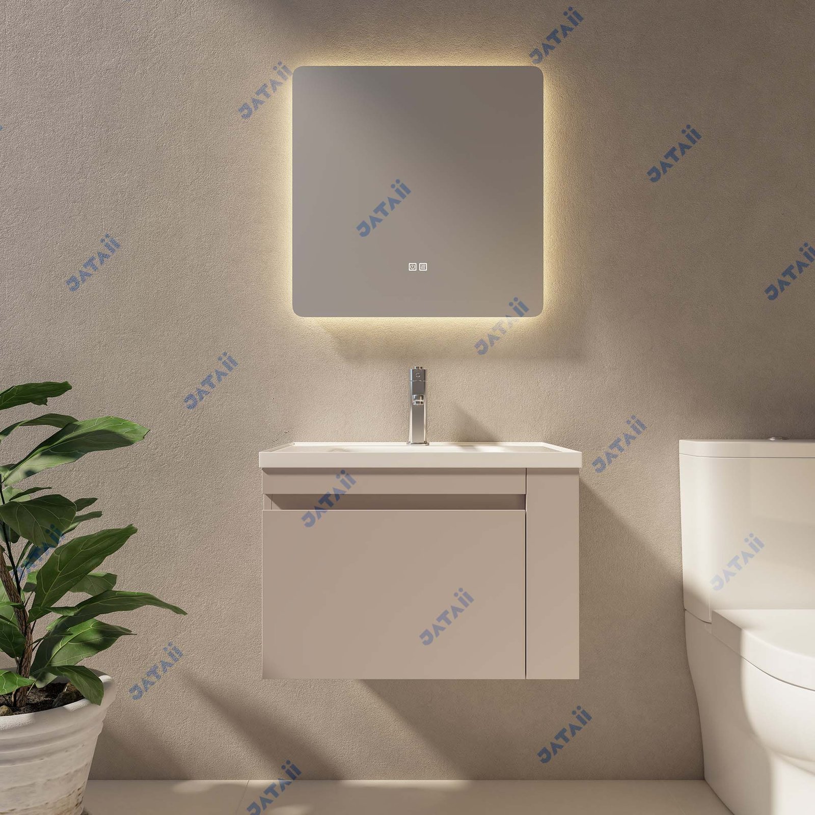 600mm Compact Wall-Mounted Aluminum Honeycomb Vanity with Smart LED Mirror | JTDR014