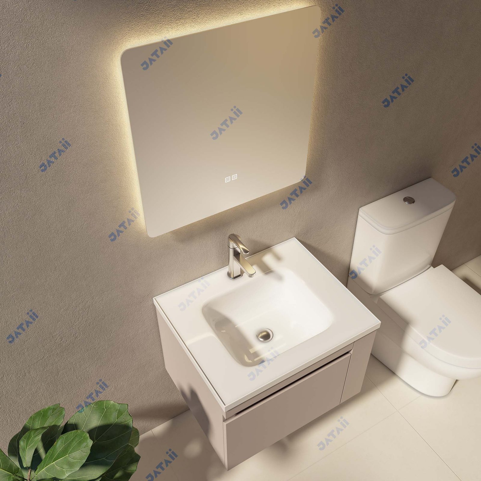 600mm Compact Wall-Mounted Aluminum Honeycomb Vanity with Smart LED Mirror | JTDR014