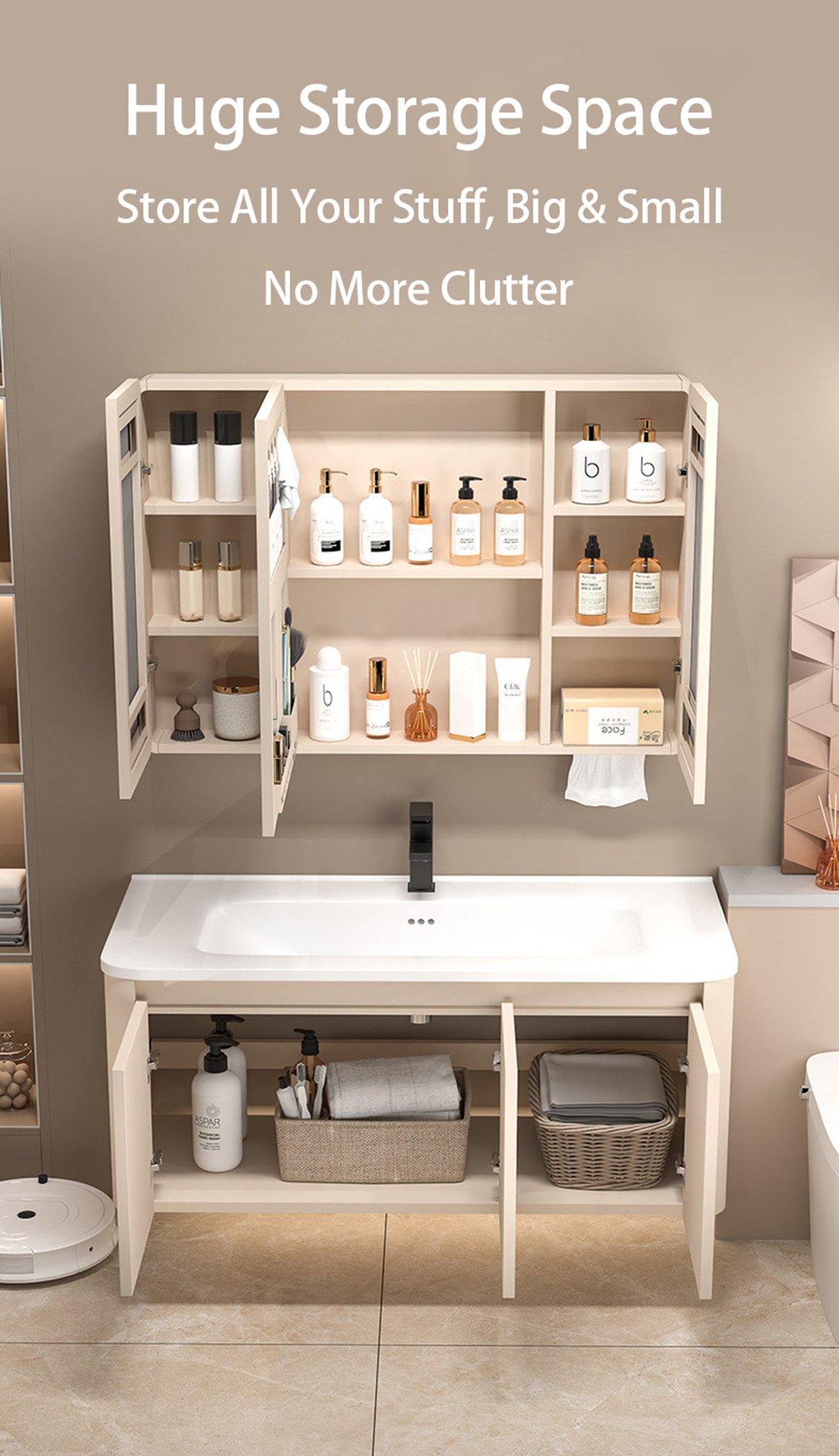 Luxury Black Fluted Floating Vanity - DB Test Keep detail 6