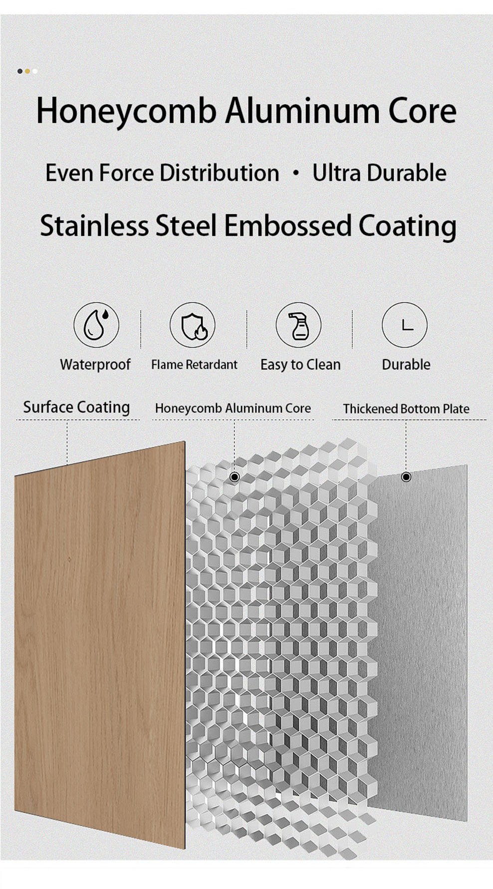 1000mm Wood Grain Aluminum Honeycomb Floating Vanity with Smart LED Medicine Cabinet | JATAII JTDR002 detail 8