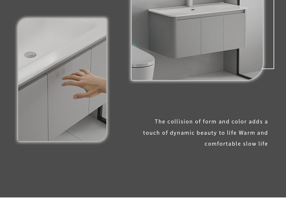 Modern Curved Matte Aluminum Honeycomb Vanity with Smart LED Mirror | JTDR003 detail 1