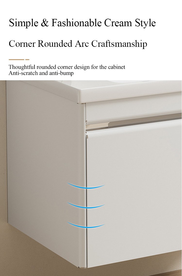 Modern White Aluminum Honeycomb Vanity with Hidden Handles | JTDR006 detail 2