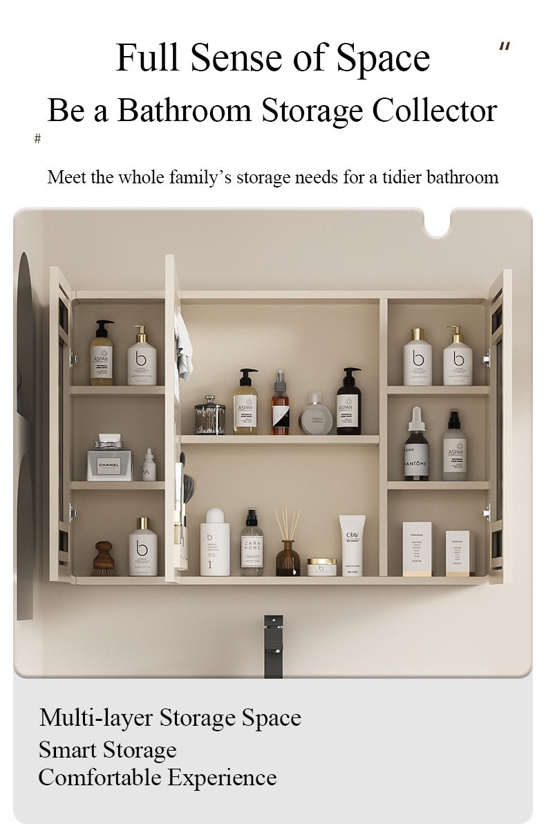 Modern Cream Curved Aluminum Honeycomb Bathroom Vanity with Smart LED Mirror | JTDR009 detail 2