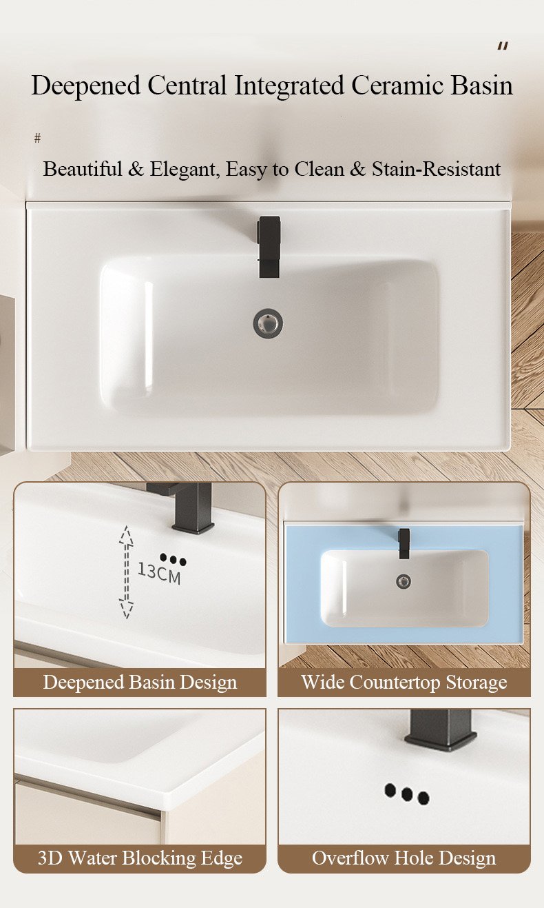 Modern Cream Curved Aluminum Honeycomb Bathroom Vanity with Smart LED Mirror | JTDR009 detail 4