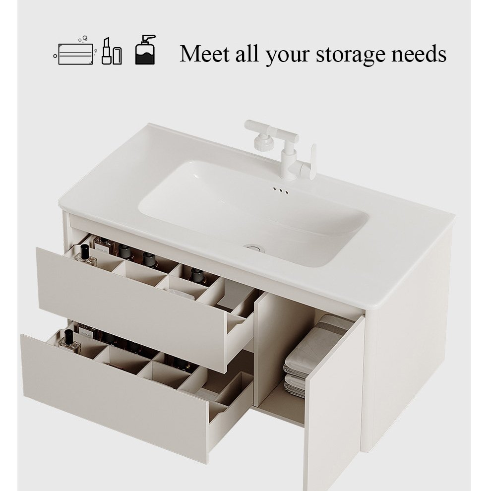 Modern 14mm Thickened Aluminum Honeycomb Floating Vanity with Deepened Sink | JTDR011 detail 1
