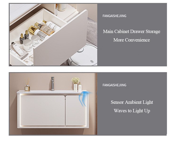 1200mm Modern Tech Aluminum Honeycomb Vanity with Ambient Lighting & Smart Mirror | JTDR012 detail 1