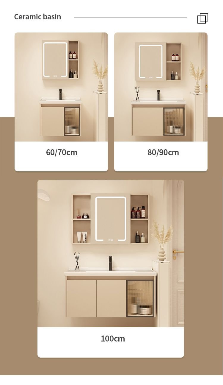 1000mm Modern Aluminum Honeycomb Vanity with Fluted Glass Door & Open Shelf Mirror | JTDR013 detail 1