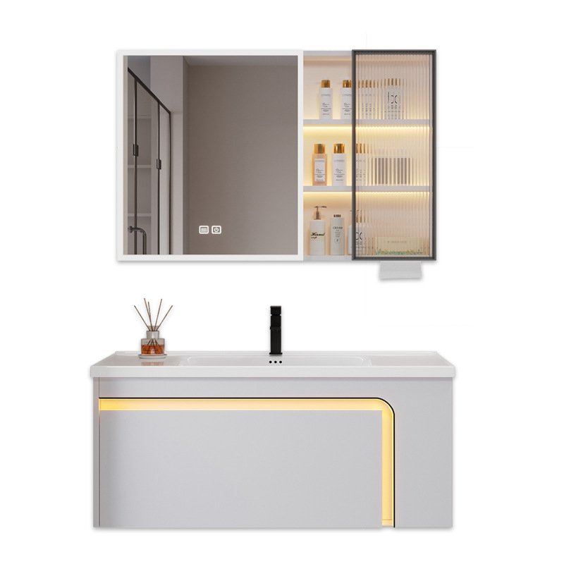 Modern Smart LED Wall-Mounted Bathroom Vanity with Cosmetic Organizer Medicine Cabinet