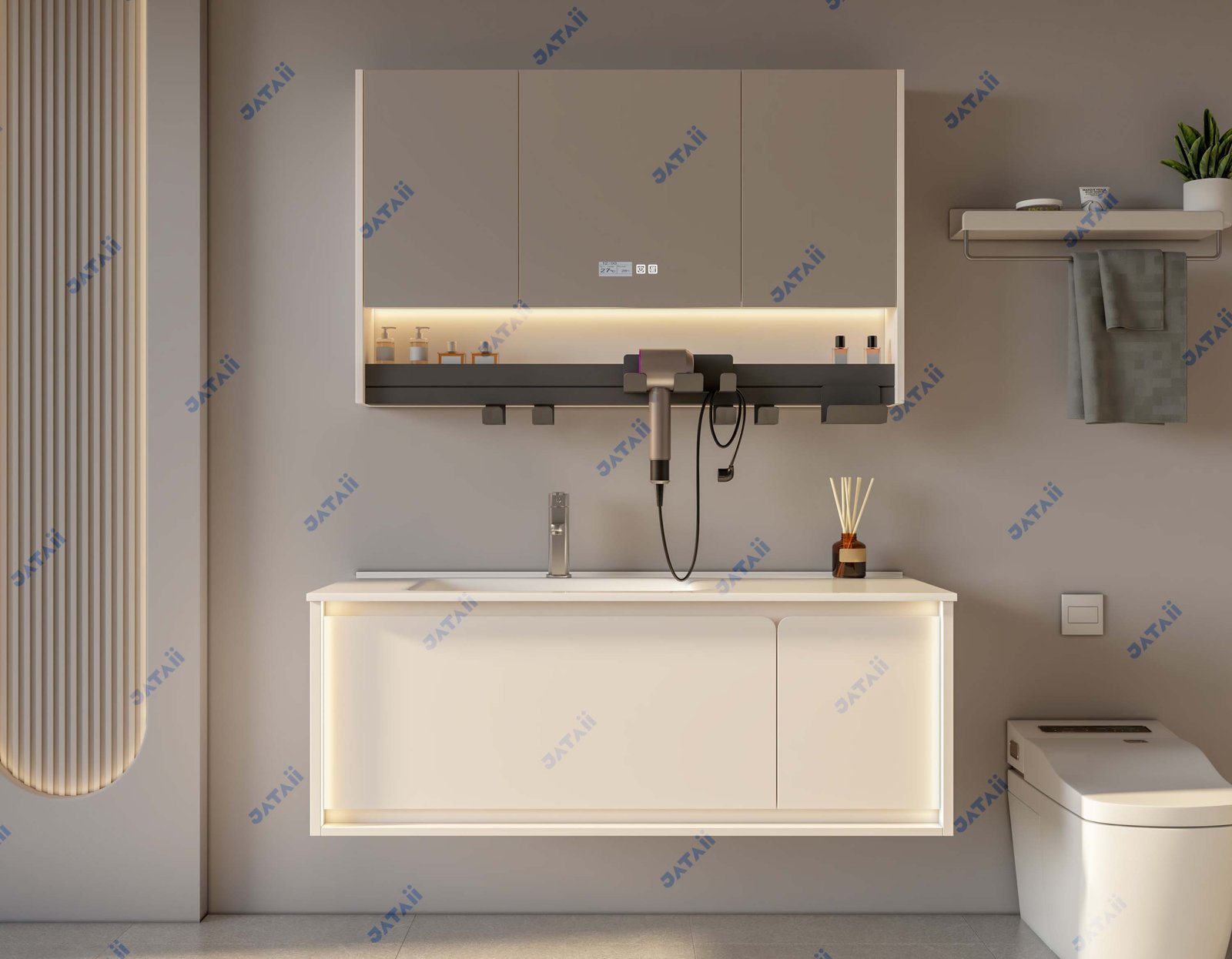 1200mm Matte White Floating Vanity Combo with Organizer Medicine Cabinet