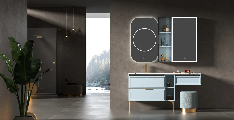 JATAII tall bathroom storage cabinet